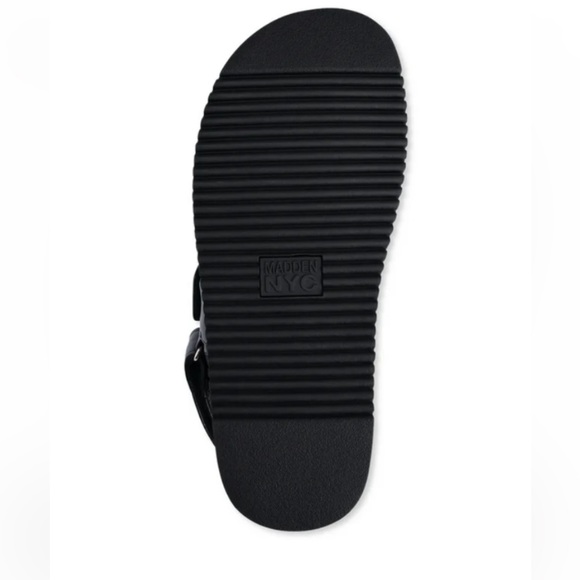 NWT! In Box! Madden NYC Black Women's Double Buckle Footbed Sandals Size 8.5 - Picture 4 of 14